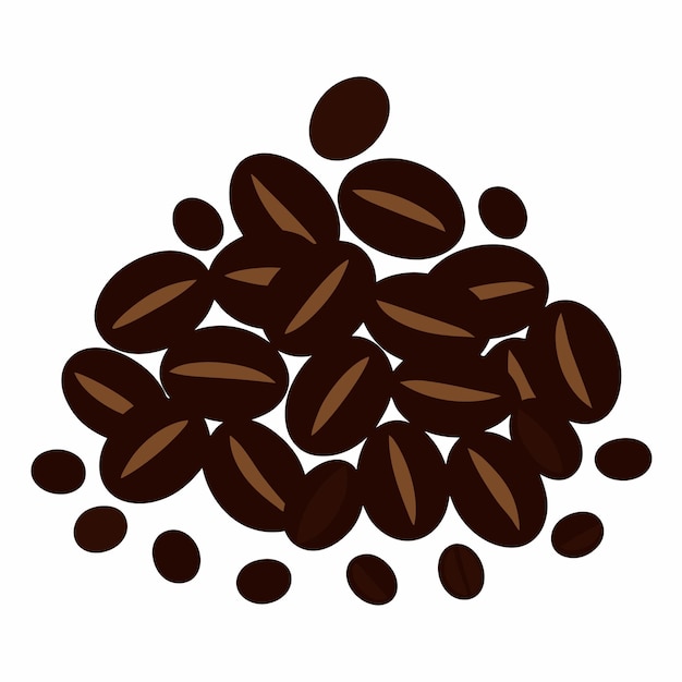 Illustrazione vettoriale di un mucchio di chicchi di caffè
