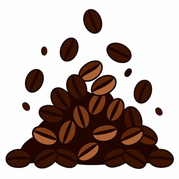 Illustrazione vettoriale di un mucchio di chicchi di caffè
