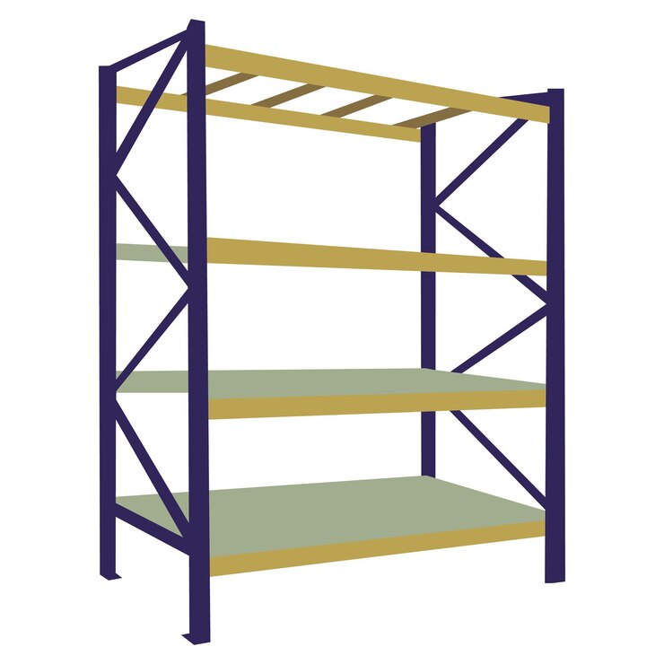 Vettore illustrazione vettoriale di un scaffale in acciaio perfetto per soluzioni di stoccaggio e organizzazione