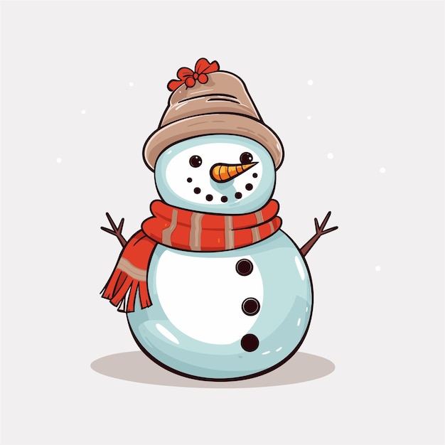 Illustrazione vettoriale di un simpatico clipart pupazzo di neve di Natale
