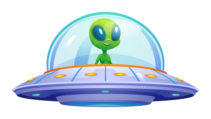 Vettore illustrazione vettoriale di un ufo alieno su uno sfondo bianco