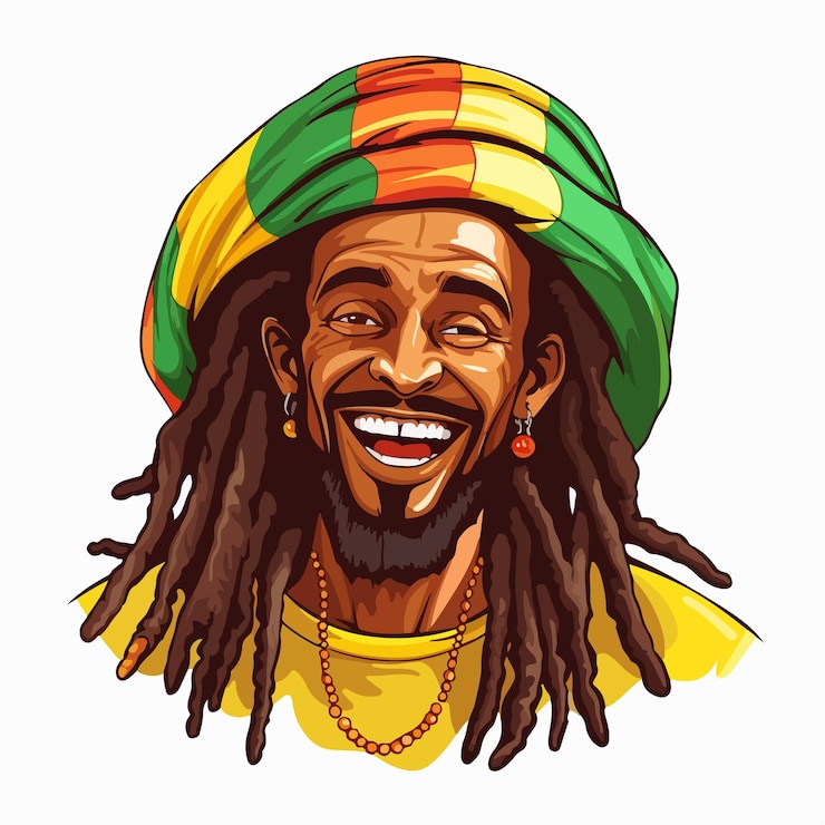 Vettore illustrazione vettoriale di un uomo rastafari allegro