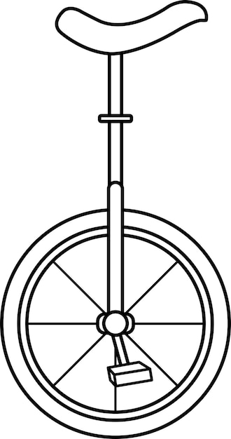 Illustrazione vettoriale di una bici da circo una bicicletta con un doodle di attrezzature da circo monociclo a una ruota