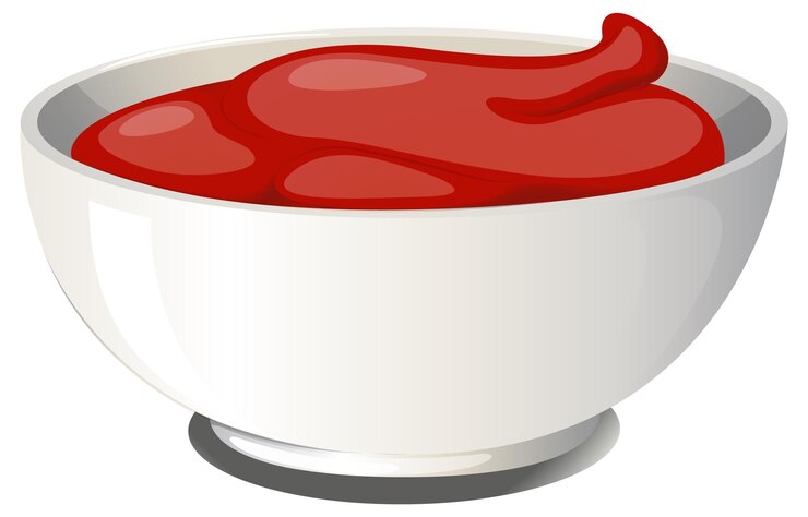 Vettore illustrazione vettoriale di una ciotola di ketchup