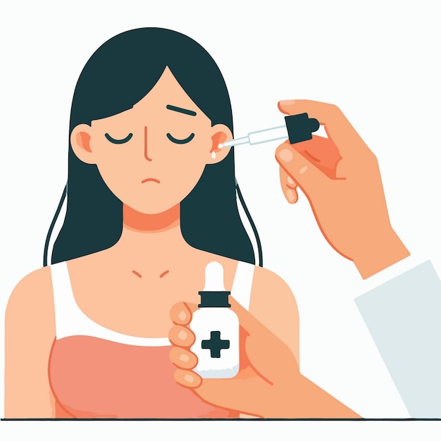 illustrazione vettoriale di una donna che cura un orecchio