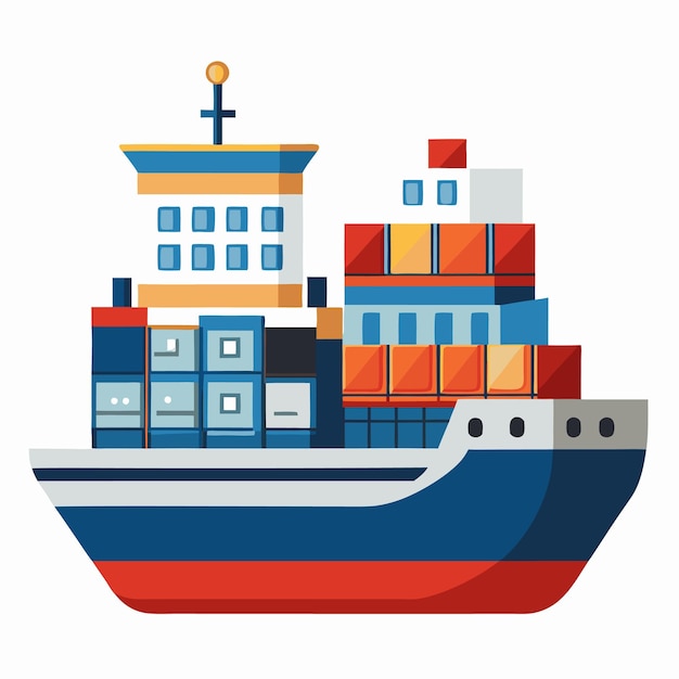 Illustrazione vettoriale di una nave portacontainer