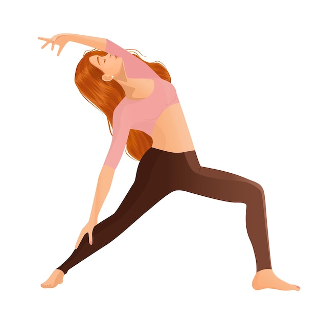 Illustrazione vettoriale di una ragazza ballerina su sfondo bianco Il concetto di sport di meditazione yoga