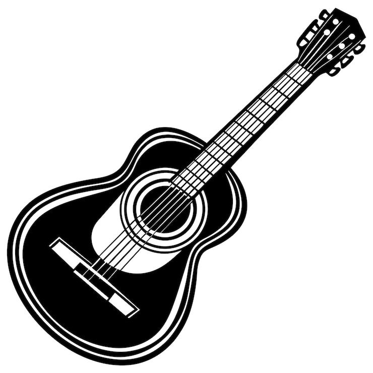 Vettore illustrazione vettoriale di una silhouette di chitarra