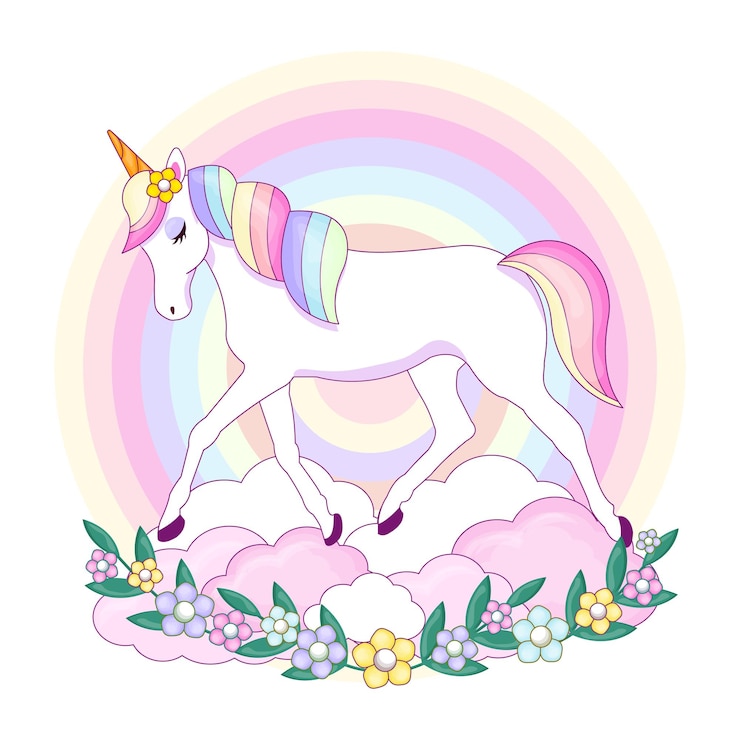 Vettore illustrazione vettoriale di unicorno magico carino