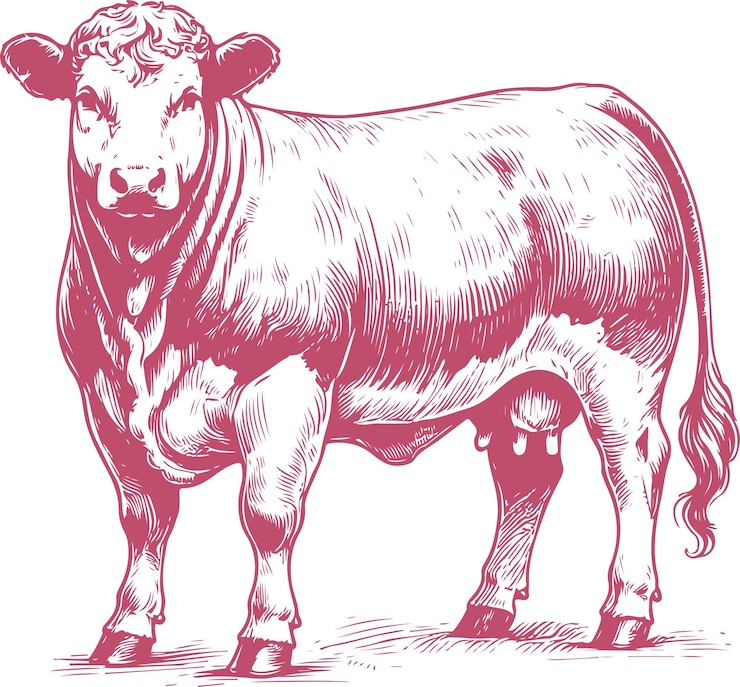 Vettore illustrazione vettoriale di vacca shorthorn di alta qualità per uso commerciale
