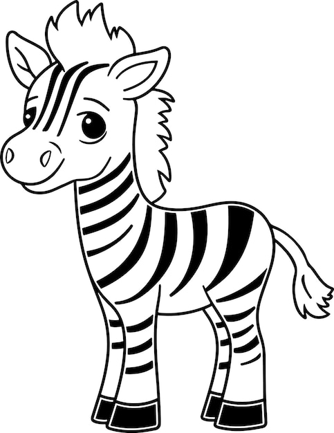 Illustrazione vettoriale di zebra Contorno in bianco e nero Libro da colorare o pagina di zebra per bambini