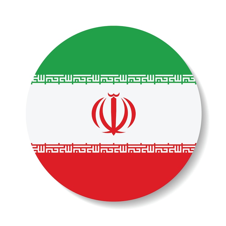 Vettore illustrazione vettoriale digitale dell'icona della bandiera circolare dell'iran
