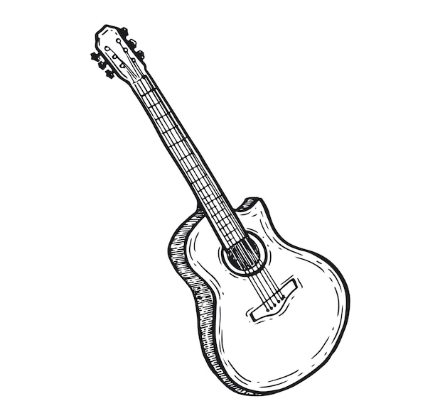 Illustrazione vettoriale disegnata a mano di chitarra