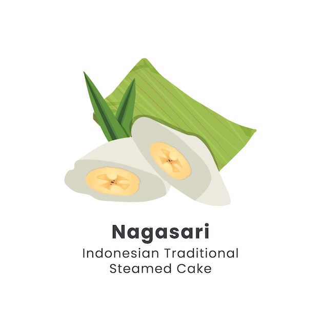 Illustrazione vettoriale disegnata a mano di Nagasari indonesiano Cibo tradizionale riempito di banane