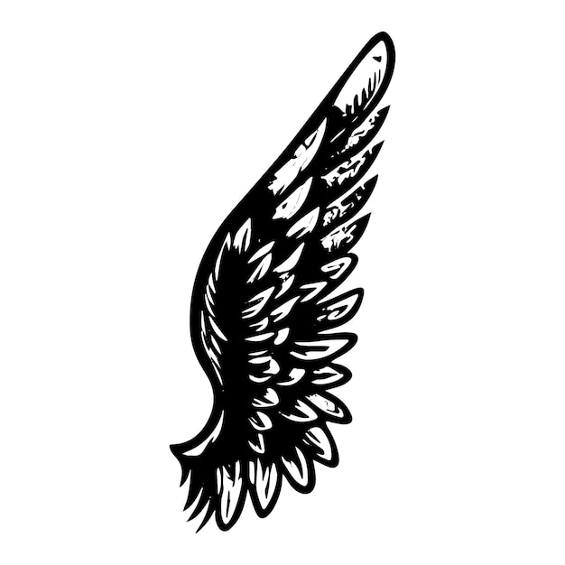 Illustrazione vettoriale disegnata a mano di uno schizzo dell'ala di un angelo