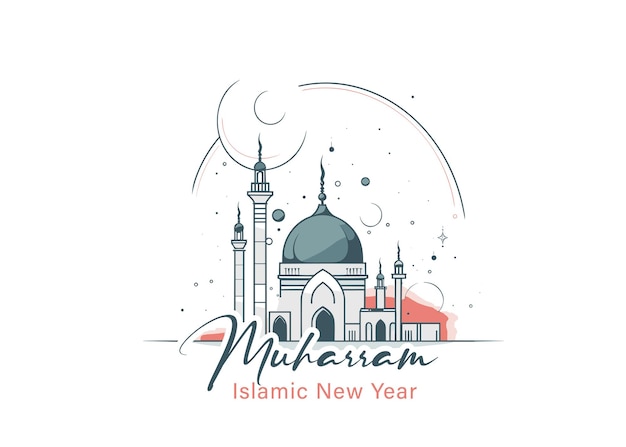 Illustrazione vettoriale Felice Muharram Capodanno islamico sfondo