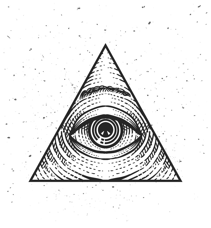 Vettore illustrazione vettoriale illuminati occhio disegno isolato disegno tatuaggio disegno maglietta disegno poster