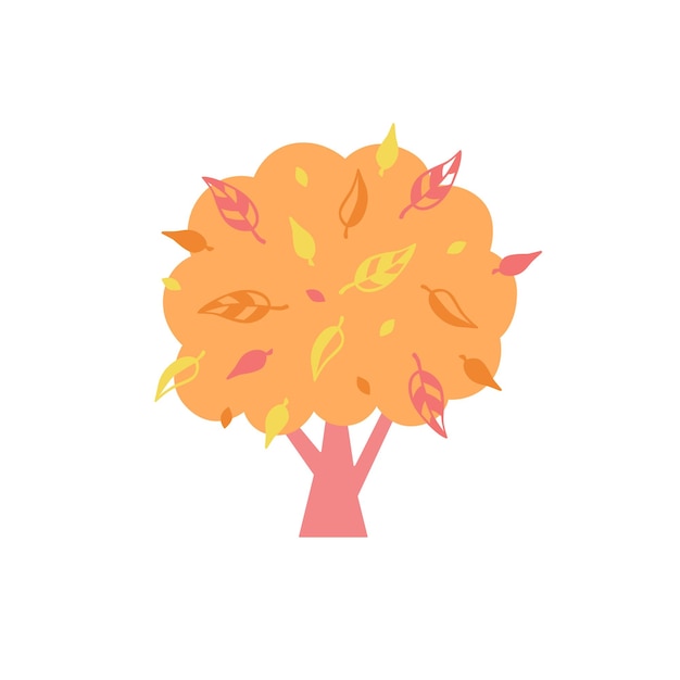 Illustrazione vettoriale in colori pastello elemento semplice albero autunnale
