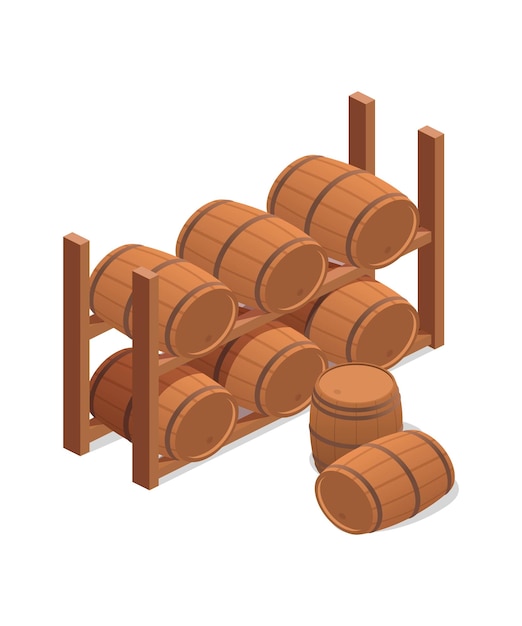 Illustrazione vettoriale in stile vintage a barile di legno