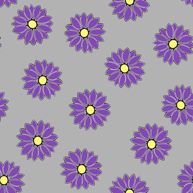 Illustrazione vettoriale isolata del modello con fiori viola