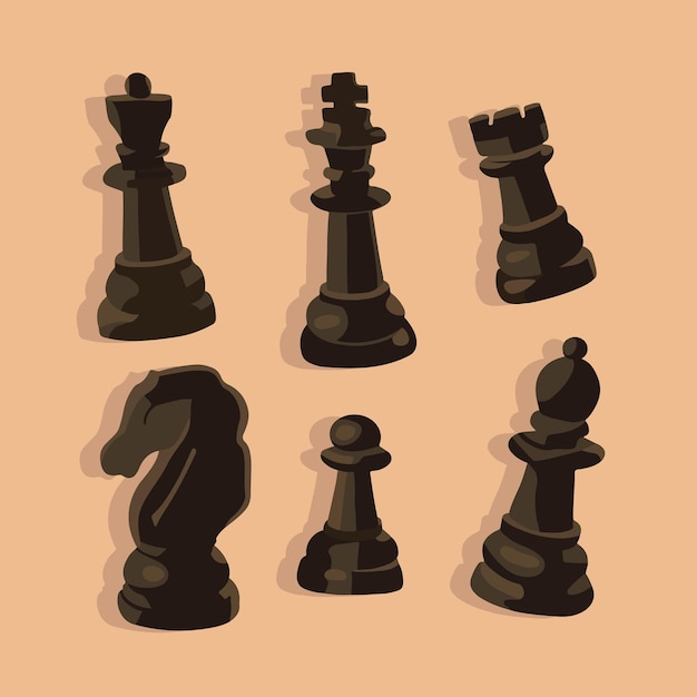 Illustrazione vettoriale isolata del set di scacchi Icone di scacchi