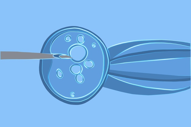 Illustrazione vettoriale isolata dell'inseminazione artificiale al microscopio Donazione di cellule uovo