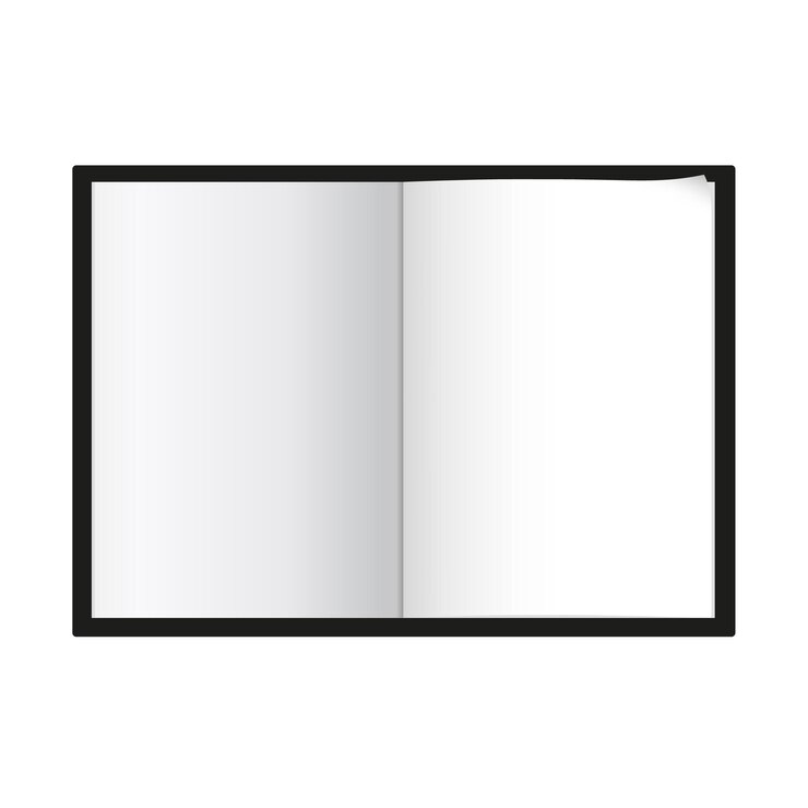 Vettore illustrazione vettoriale isolata modello di blocco note a4 a5 pagina bianca diffusa con luce realistica