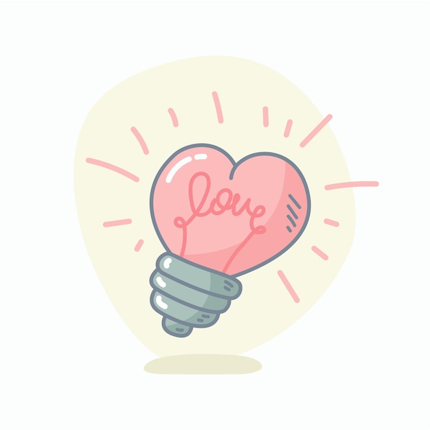 illustrazione vettoriale lampadina a forma di cuore