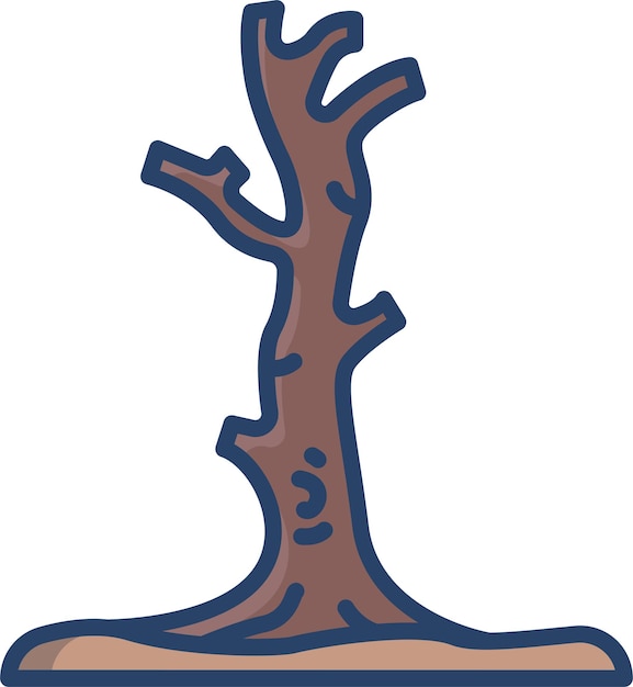 Illustrazione vettoriale lineare a colori di Dead Treesolid