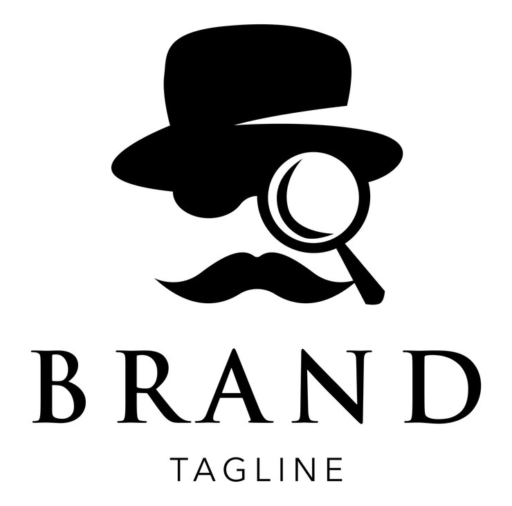 Vettore illustrazione vettoriale logo azienda detective mascotte isolata su sfondo bianco