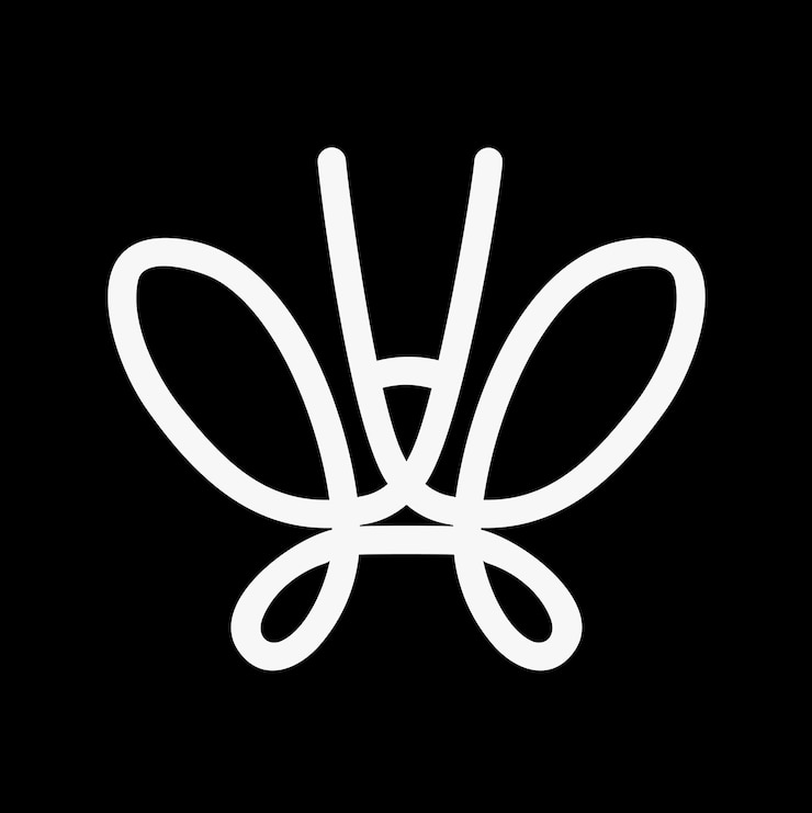 Vettore illustrazione vettoriale logo farfalla azienda di marca isolata su sfondo nero