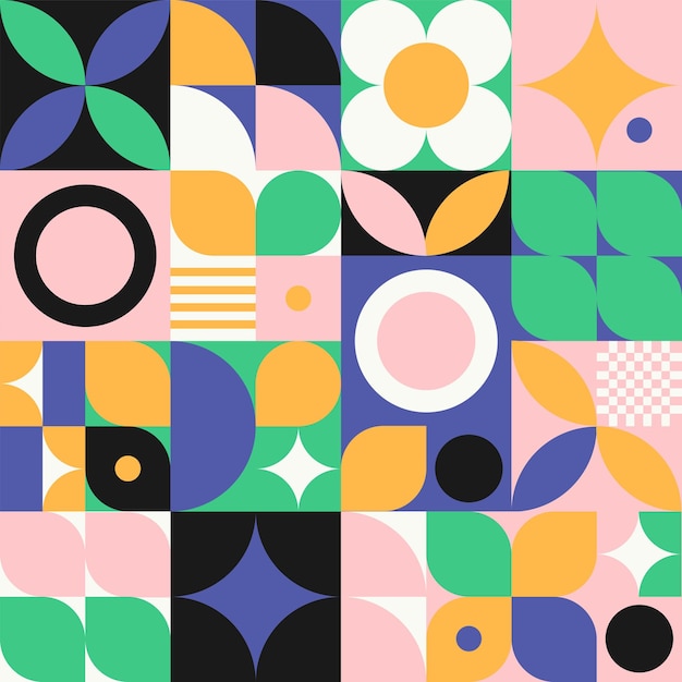 Illustrazione vettoriale moderna con motivo senza cuciture geometrico astratto di metà secolo 50s 60s 70s