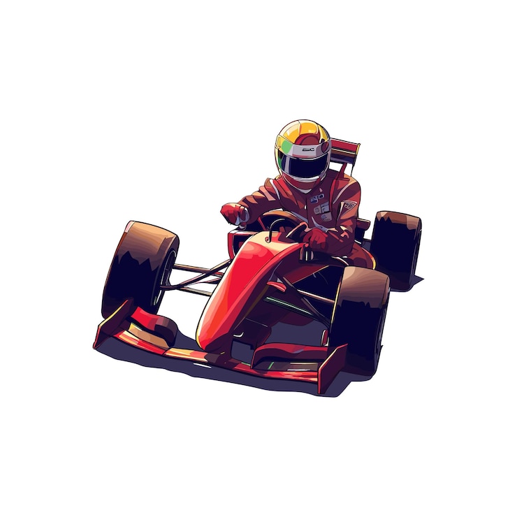 Vettore illustrazione vettoriale moderna di un corridore di formula 1