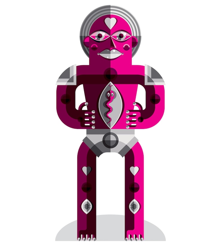 Vettore illustrazione vettoriale modernista, avatar in stile cubismo geometrico isolato su sfondo bianco. strana immagine del personaggio realizzata in design piatto.