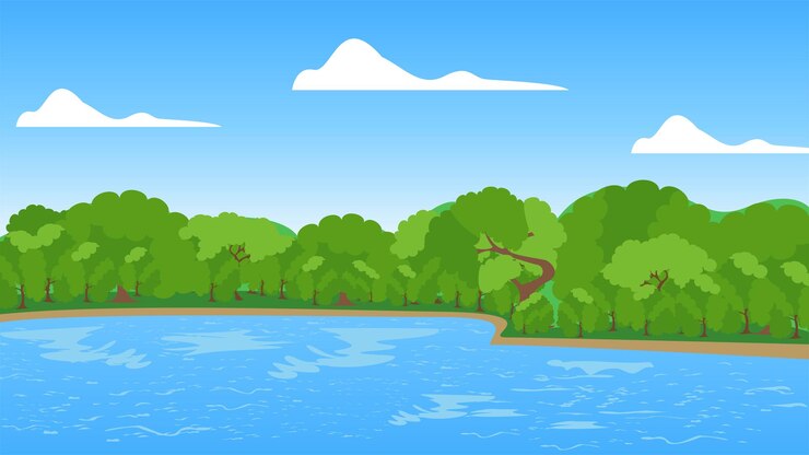 Vettore illustrazione vettoriale nella giungla e nel paesaggio naturale