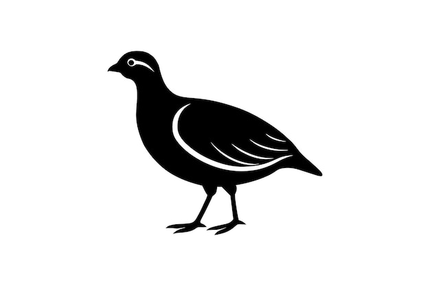 Illustrazione vettoriale nera a silhouette di linocuto dell'uccello Arabica Sand Partridge