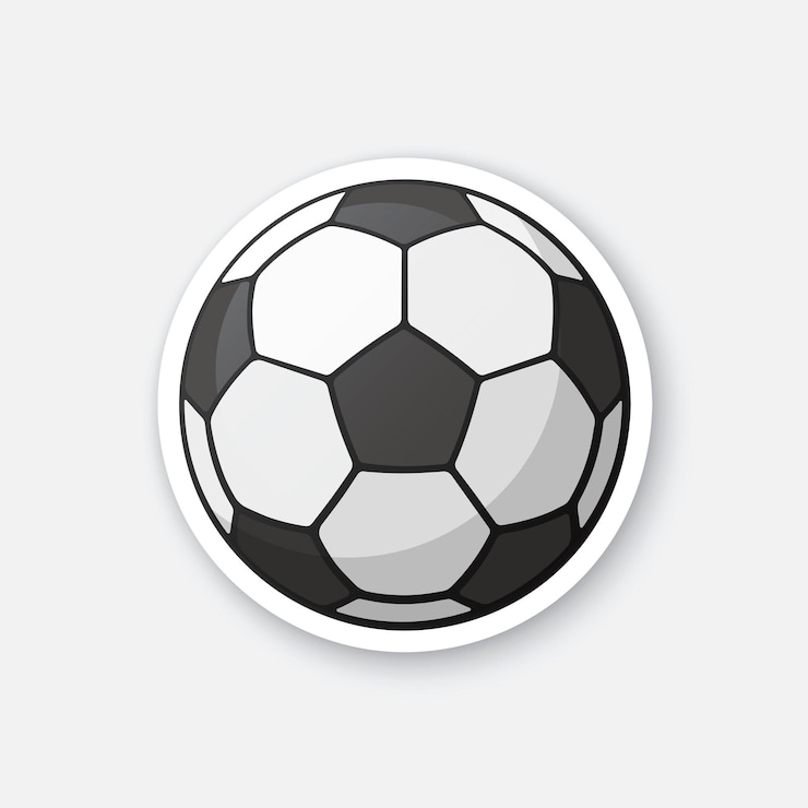 Vettore illustrazione vettoriale pallone da calcio in pelle bianco e nero attrezzatura sportiva adesivo cartone animato