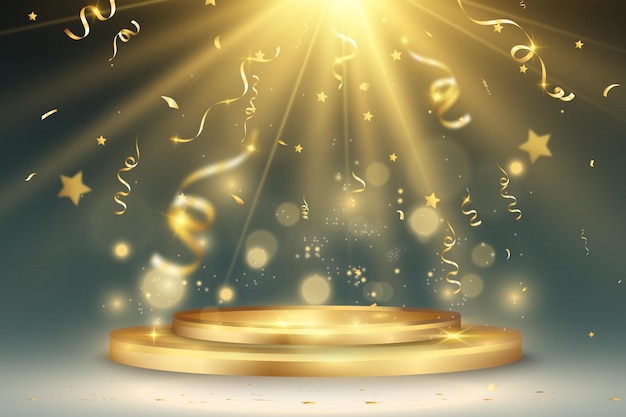 Illustrazione vettoriale per i vincitori del premio. Piedistallo o piattaforma per onorare i vincitori del premio.