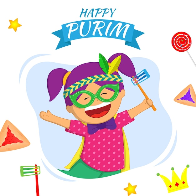 Illustrazione vettoriale per il saluto del festival di Purim
