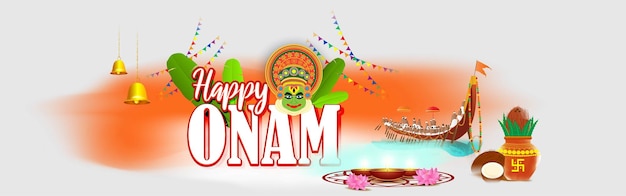 Illustrazione vettoriale per il saluto di Happy Onam