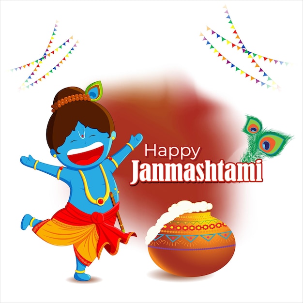 Illustrazione vettoriale per il saluto di Janmashtami festival indiano