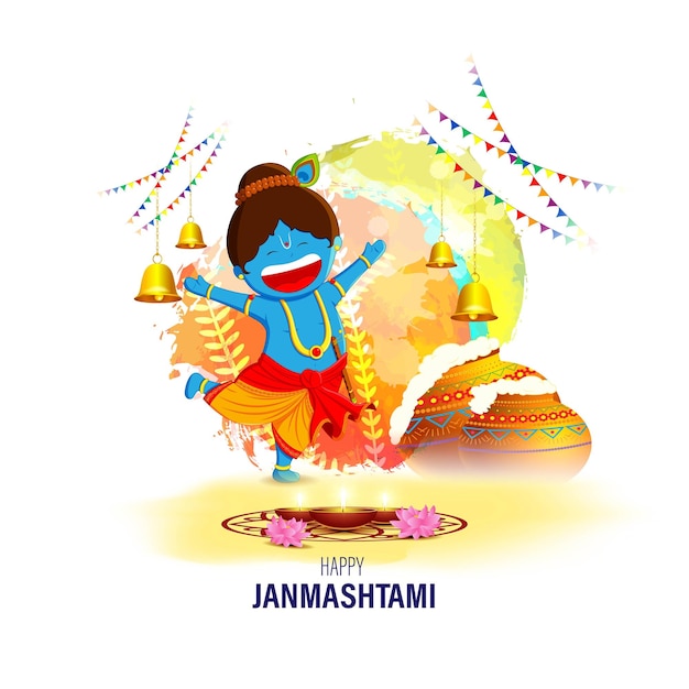 Illustrazione vettoriale per il saluto di Janmashtami festival indiano