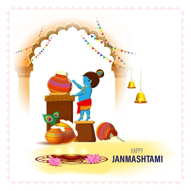 Illustrazione vettoriale per il saluto di Janmashtami festival indiano