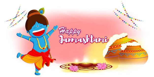 Illustrazione vettoriale per il saluto Janmashtami