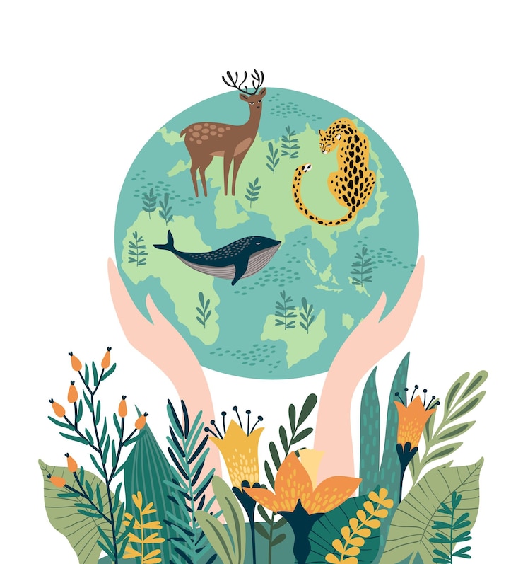 Vettore illustrazione vettoriale per la giornata della terra e altri concetti ambientali design isolato per volantini con poster di carte e altri usi