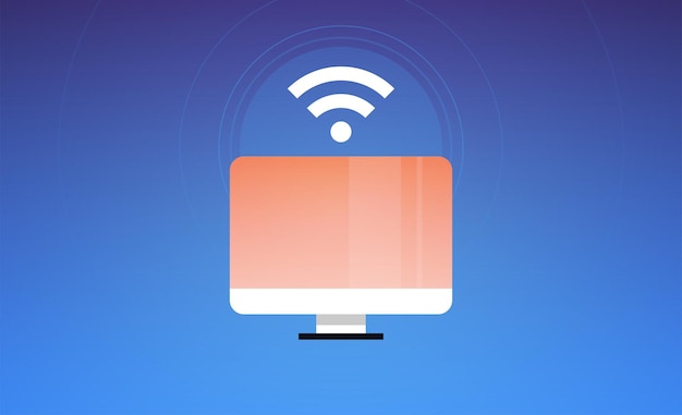 Illustrazione vettoriale piatta del monitor e della connessione wireless
