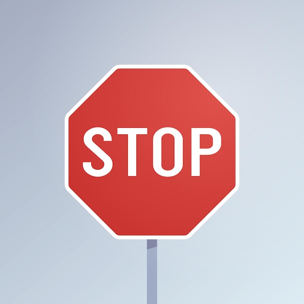 Illustrazione vettoriale piatta del segnale di stop e del trasporto
