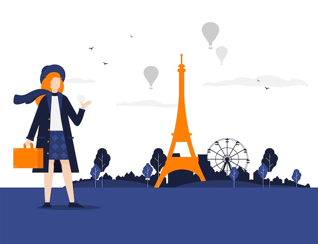 Illustrazione vettoriale piatta della città di Parigi
