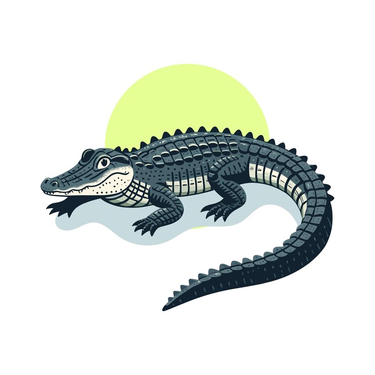 Illustrazione vettoriale piatta di alligatore o coccodrillo