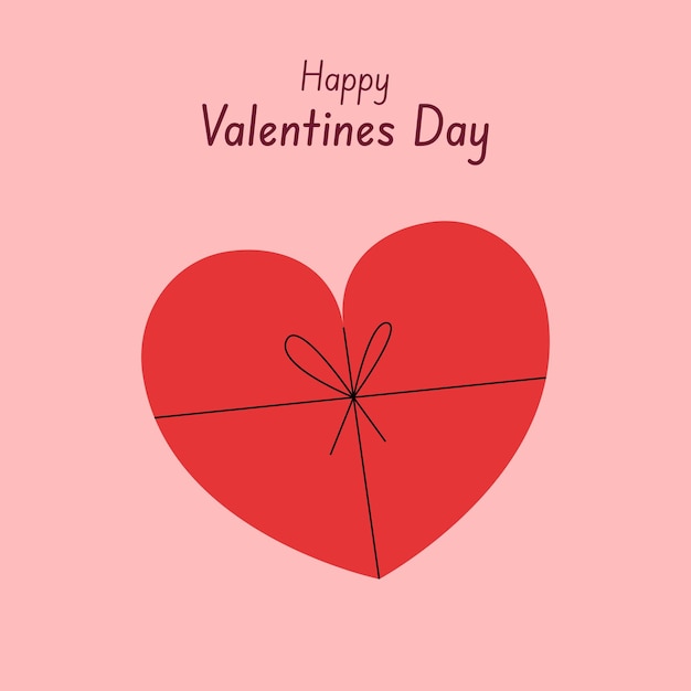 Illustrazione vettoriale piatta di San Valentino con scatola a forma di cuore